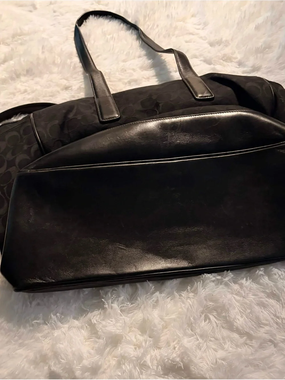 Coach Signature Large Multifunction Laptop Tote Bag Black Canvas